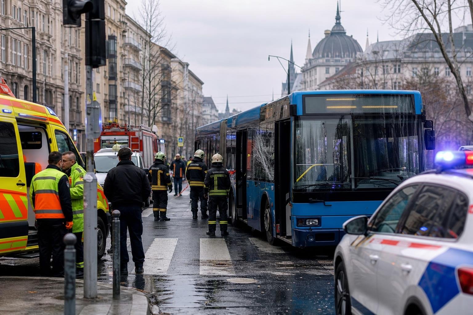 Buszbaleset történt az Astoriánál, kilencen megsérültek