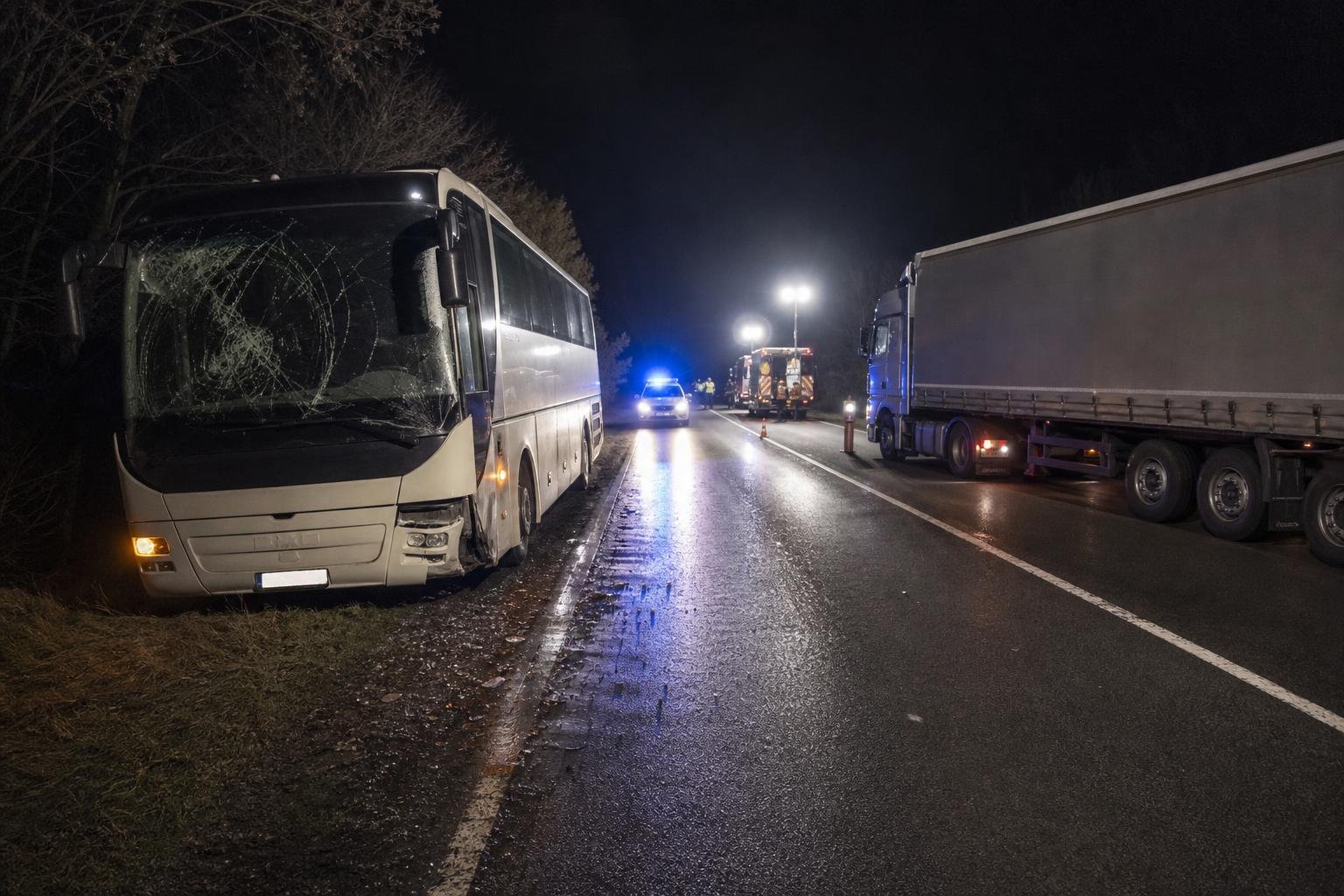 Hat sérült a lengyel zarándokokat szállító busz és egy teherautó zalai ütközésében